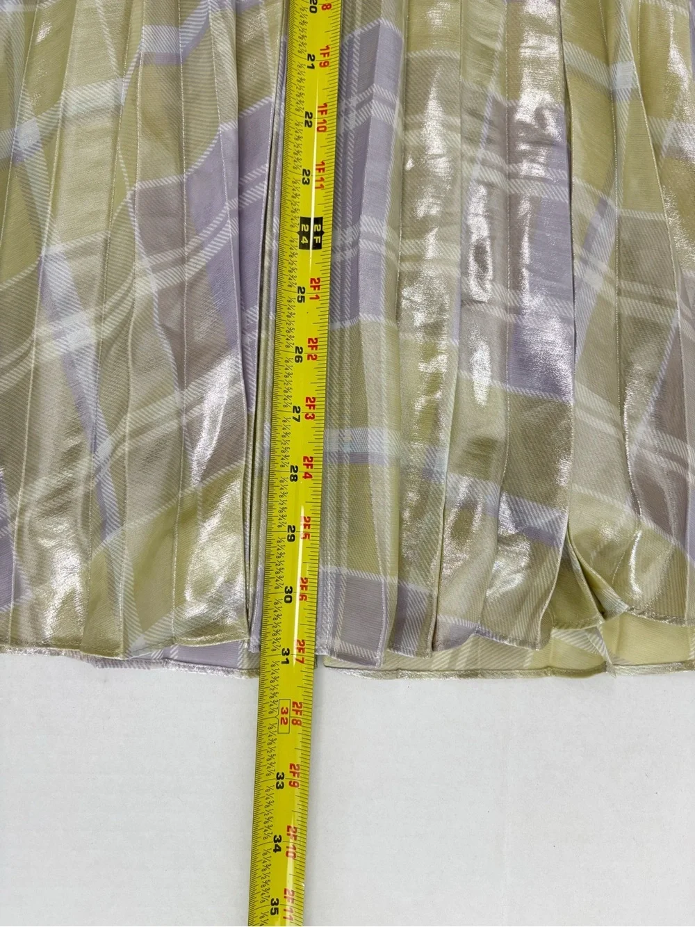 Lauren Ralph Lauren Checked Plaid Pleated Georgette Skirt Size 8